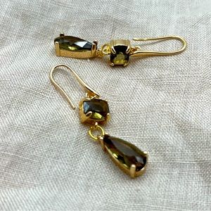 Gold and Brown Glass Handmade Dangle Earrings